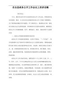 在全县政务公开工作会议上的讲话稿