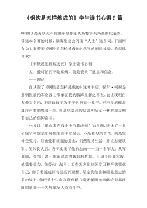 《钢铁是怎样炼成的》学生读书心得【5篇】