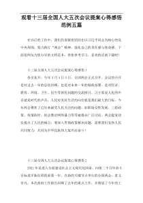 观看十三届全国人大五次会议提案心得感悟范例五篇