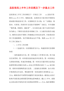 县医保局上半年工作回顾及下一步重点工作