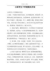 小班学生下学期期末评语
