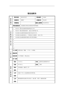液压技术员职位说明书