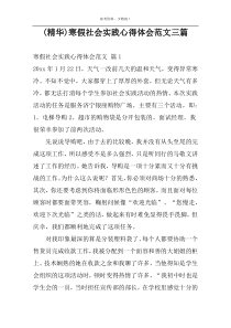 (精华)寒假社会实践心得体会范文三篇