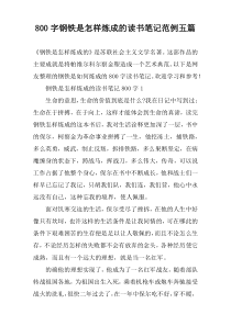 [800字]钢铁是怎样炼成的读书笔记范例【五篇】