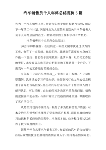 汽车销售员个人年终总结范例5篇