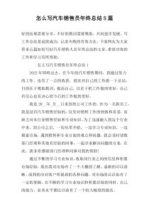 怎么写汽车销售员年终总结5篇