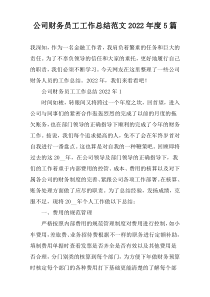 公司财务员工工作总结范文2022年度5篇
