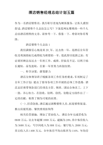酒店销售经理总结计划五篇