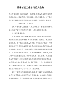 销售年度工作总结范文全集