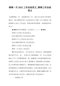 销售一天2022工作总结范文_销售工作总结范文