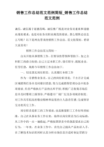 销售工作总结范文范例简短_销售工作总结范文范例