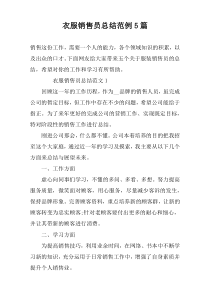 衣服销售员总结范例5篇