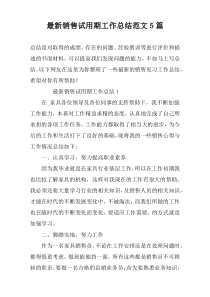 最新销售试用期工作总结范文5篇