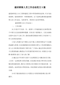 建材销售人员工作总结范文5篇