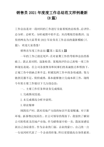销售员2021年度度工作总结范文样例最新(8篇)