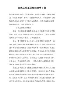 自我总结报告服装销售5篇