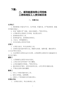 特殊工种及岗位工责任制