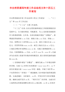 市自然资源局年度工作总结范文和十四五工作谋划