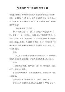 洗衣机销售工作总结范文5篇