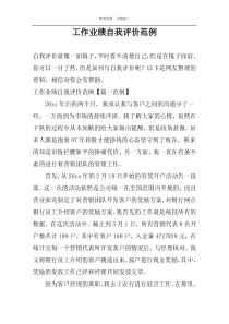 工作业绩自我评价范例