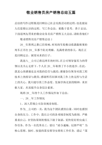 敬业销售员房产销售总结五篇