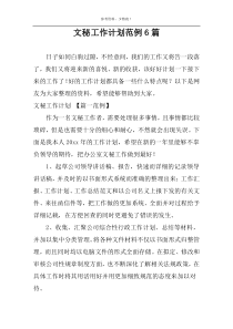 文秘工作计划范例6篇