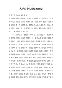 大学生个人总结及计划