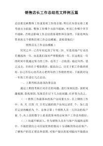 销售店长工作总结范文样例五篇
