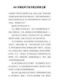 [600字]骆驼祥子读书笔记样例【五篇】