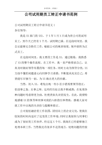 公司试用期员工转正申请书范例