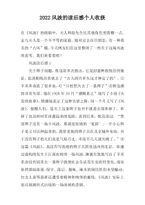 2022风波的读后感个人收获