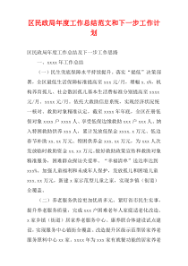 区民政局最新年度工作总结范文和下一步工作计划