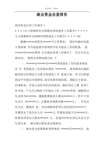 就业资金自查报告