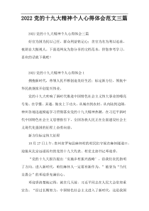 2022党的十九大精神个人心得体会范文三篇