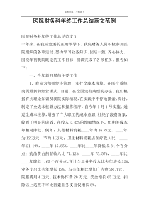 医院财务科年终工作总结范文范例