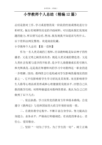 小学教师个人总结（精编12篇）