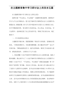 在主题教育集中学习研讨会上的发言五篇