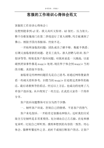 客服的工作培训心得体会范文