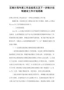 区统计局年度工作总结范文及下一步统计法制建设工作计划思路