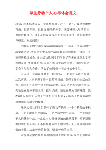 学生劳动个人心得体会范文