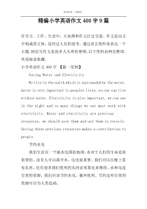 精编小学英语作文400字9篇