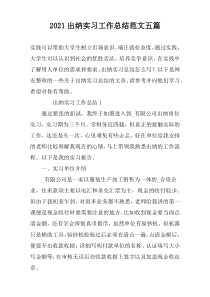2022出纳实习工作总结范文五篇