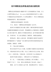 初中钢铁是怎样炼成的读后感范例