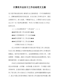 计算机专业实习工作总结范文五篇