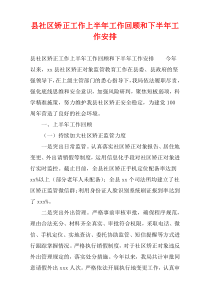 县社区矫正工作上半年工作回顾和下半年工作安排