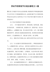 劳动节的特别节目观后感范文5篇