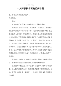 个人辞职报告范例范例十篇