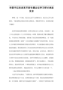 市委书记在改革开放专题会议学习研讨表态发言
