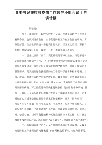 县委书记在应对疫情工作领导小组会议上的讲话稿