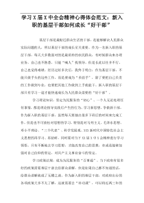 学习X届X中全会精神心得体会范文：新入职的基层干部如何成长“好干部”